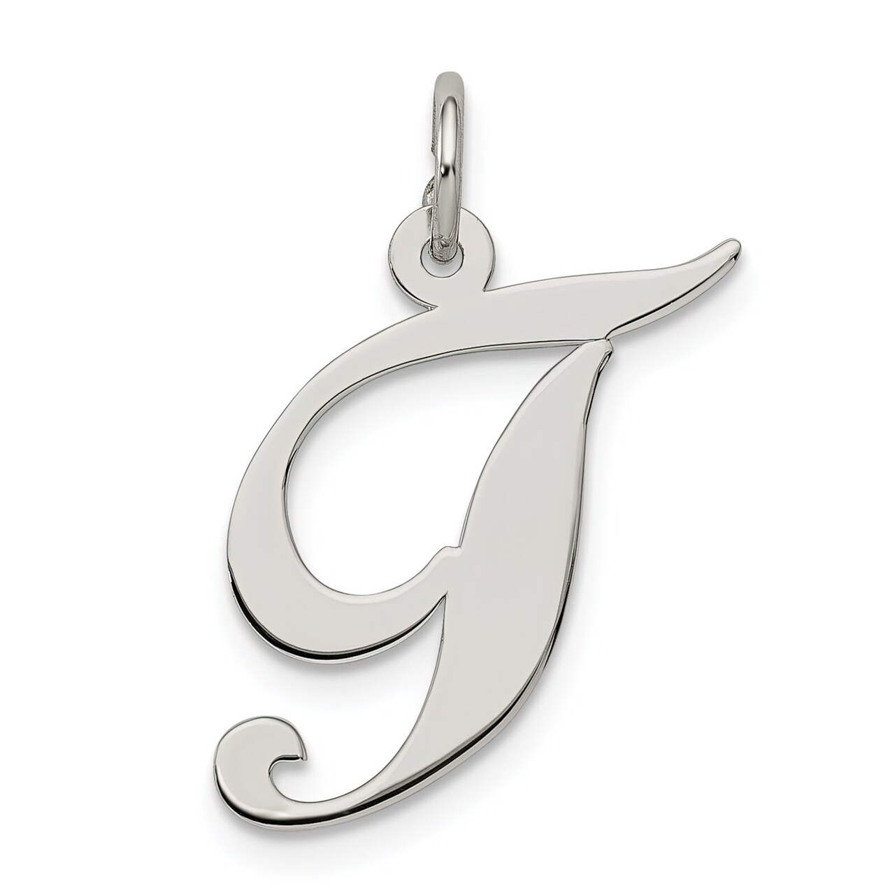 Sterling Silver Medium Script Initial Letter T Charm Jewerly 18mm x 13mm